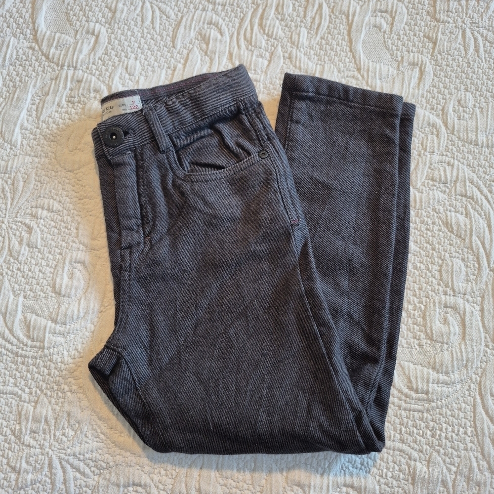 Zara girls size 7 gray adjustable waist pants 5 pockets, VGUC